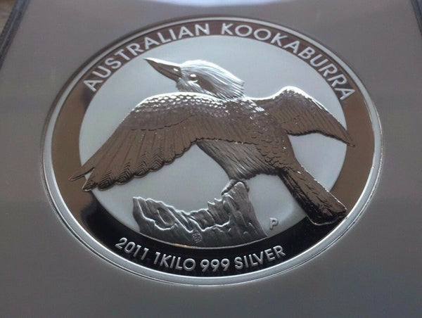 Australia 2011 P Silver 30 Dollars 1 kilo kg Kookaburra Bird NGC MS68