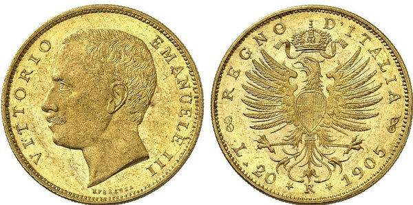 1905 Italy Gold Coin 20 Lire NGC MS62+ King Vittorio Emanuele III Rom