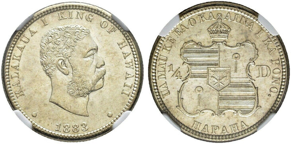 1883 Hawaii Silver 25 cents 1/4 dollar NGC MS65 King Kalakaua United States