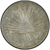 1862 GO YF MEXICO 8 REALES PCGS MS62 SILVER COIN