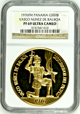 Panama 1976 Gold Coin 150 Balboas 1.2067oz 41g Vasco Nunez de Balboa NGC PF69