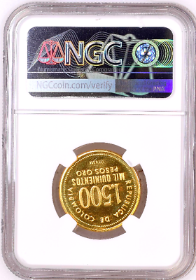 Colombia 1973 Gold 1500 Pesos NGC PF67 Museum of Central Bank of Bogota