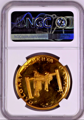 Rare Canada 1970 Gold Medal #2 Calgary Stampede Alberta Lombardo NGC MS66
