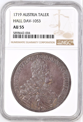 Austria 1719 Silver Coin Thaler Karl Charles VI NGC AU55
