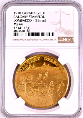 Rare Canada 1970 Gold Medal #2 Calgary Stampede Alberta Lombardo NGC MS66
