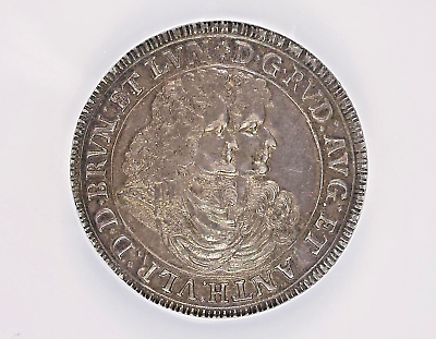 Germany 1695 Taler Brunswick Wolfenbüttel NGC AU58 Rudolph August Anton Ulrich
