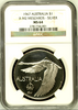 1967 Australia Silver $1 Black Swan Pattern Dollar Meszaros Fantasy NGC MS64