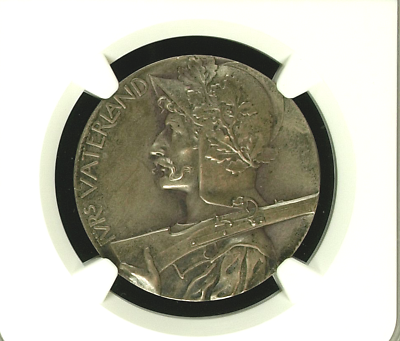 Swiss 1902 Silver Shooting Medal Aargau Brugg R-28b NGC MS63 Mintage-200 Box