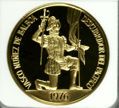 Panama 1976 Gold Coin 150 Balboas 1.2067oz 41g Vasco Nunez de Balboa NGC PF69