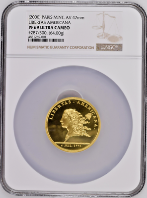 France 1781 Libertas Americana 2 Medals Set NGC PF70 PF69 Gold Silver restrikes