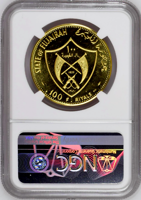 Fujairah UAE 1389/1970 Gold 100 Riyals Apollo XIII Space NGC PF66 Mintage-600