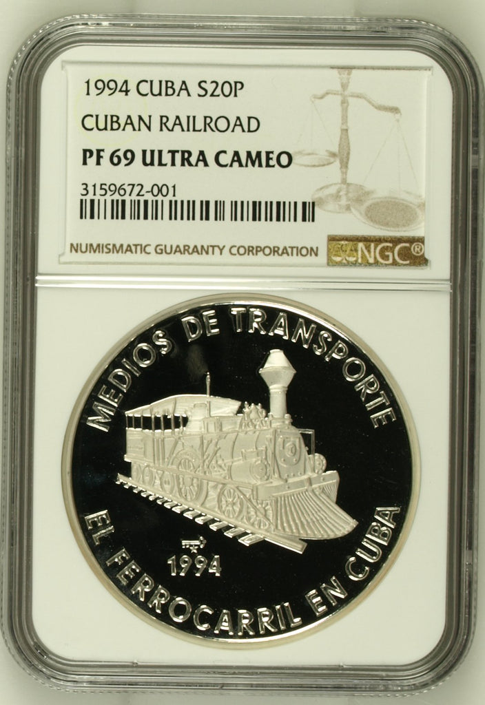 Cuba 1994 20 Pesos Cuban Railroad Coin
