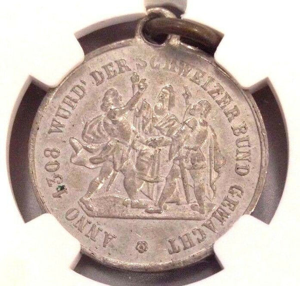 1889 Very Rare Swiss Shooting Medal Schwyz Einsiedeln R-1075 NGC AU58