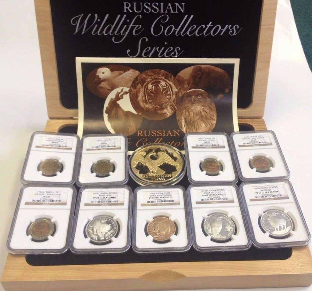 USSR Russia 1991-1993 Set 9 Coins Russian Wildlife Collection NGC PF66-69