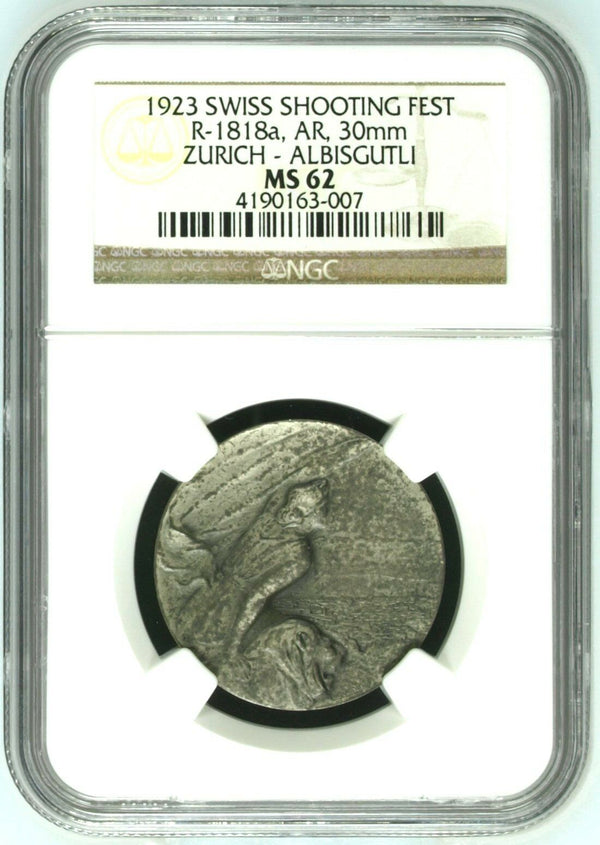 Swiss 1923 Shooting Medal Zurich Albisgutli Woman R-1818a NGC MS62 Very Rare