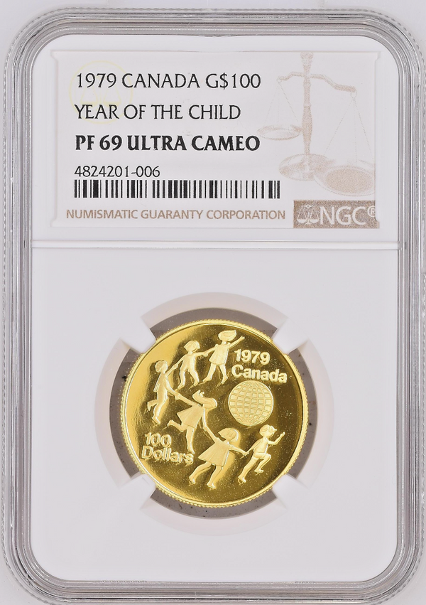 1979 Canada Gold Proof Coin $100 International Year of the Child NGC PF69