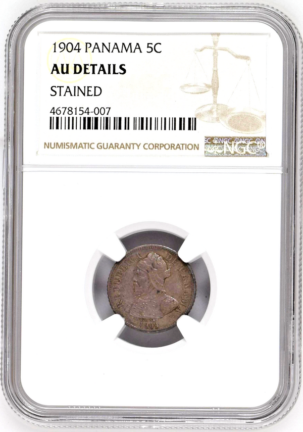 1904 Panama 5 Centesimos de Balboa Silver Coin NGC