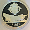 Latvia 2003 Silver Proof Coin 1 Lats Kurzeme Courland Ship Rare Mintage-5,000