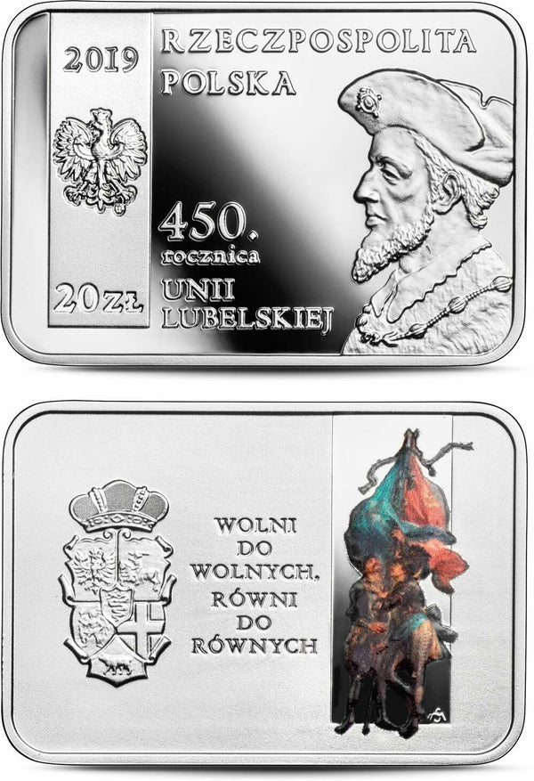 2019 Poland Silver 20 Zloty 450th Anniversary of the Union of Lublin Box COA