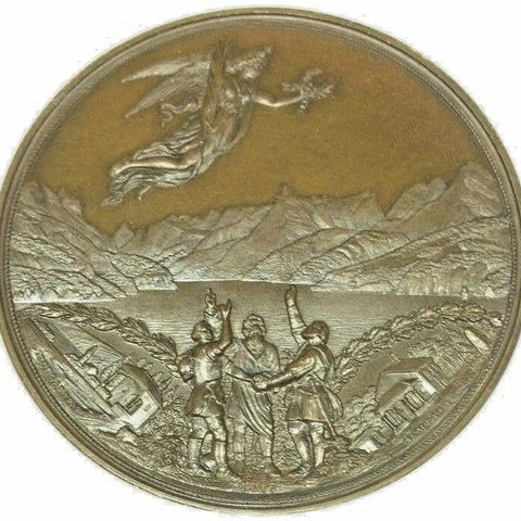 1891 Bronze Historical Medal Swiss Confederation 600th Anniversary Schwyz NGC