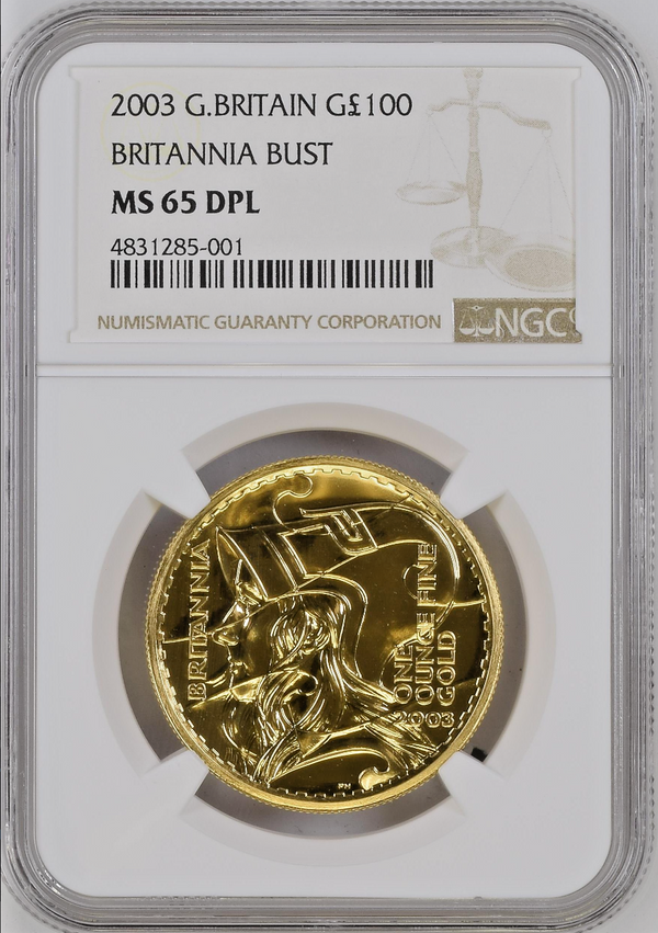 Great Britain 2003 Gold 5 Pounds Sovereign Elizabeth II NGC MS65DPL Mint-604 box