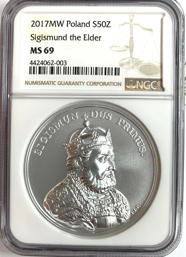 2017 Poland Silver 50 Zloty King Stanislaw August Sigismund the Elder NGC MS69