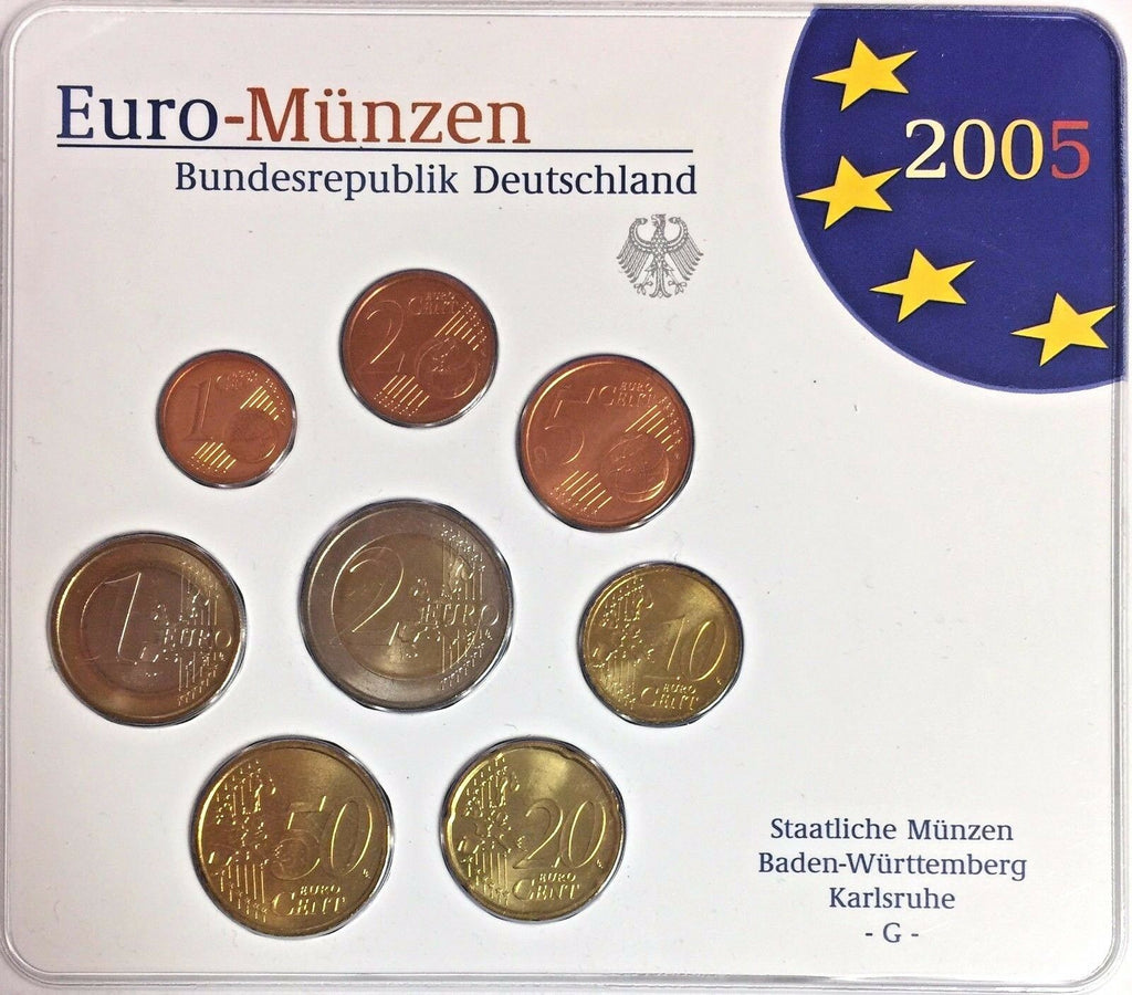 2005 G Germany Official Euro Coin Set Special Edition Karlsruhe Mint Deutschland