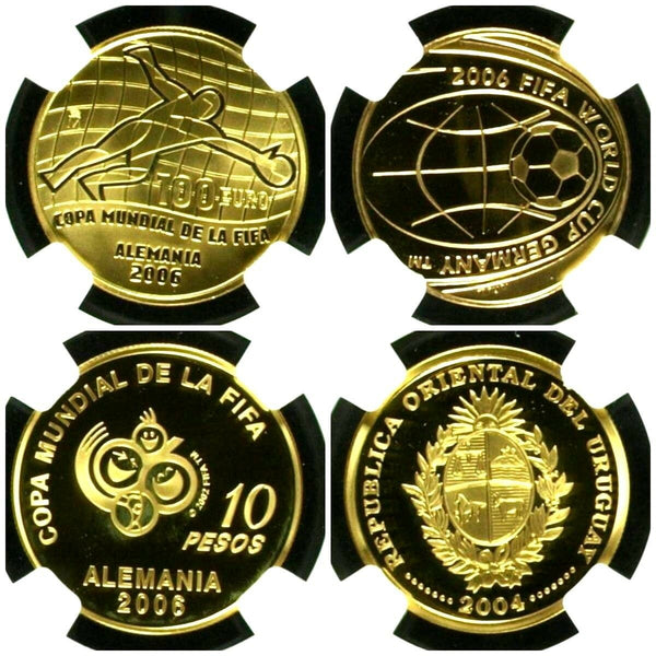 2004 Argentina Spain Italy Uruguay Set 4 Gold Coins Soccer Championship Germany