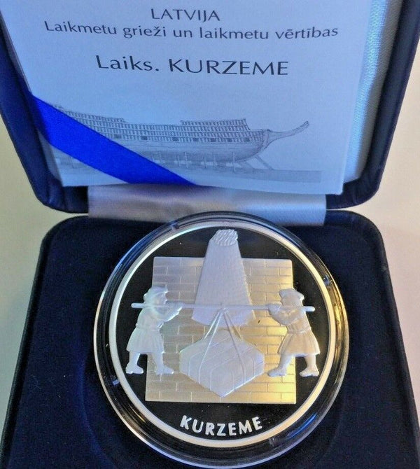 Latvia 2003 Silver Proof Coin 1 Lats Kurzeme Courland Ship Rare Mintage-5,000