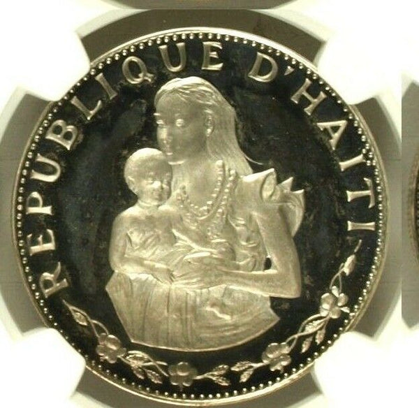 Haiti 1973 Silver 50 Gourdes Woman w Infant Mother Child Low Mintage NGC PF65