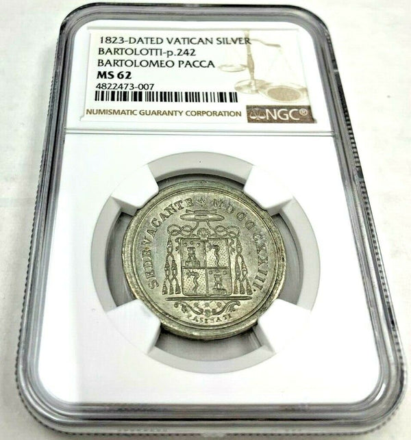 Vatican 1823 Silver Medal Bartolomeo Pacca Holy Roman Church NGC MS62