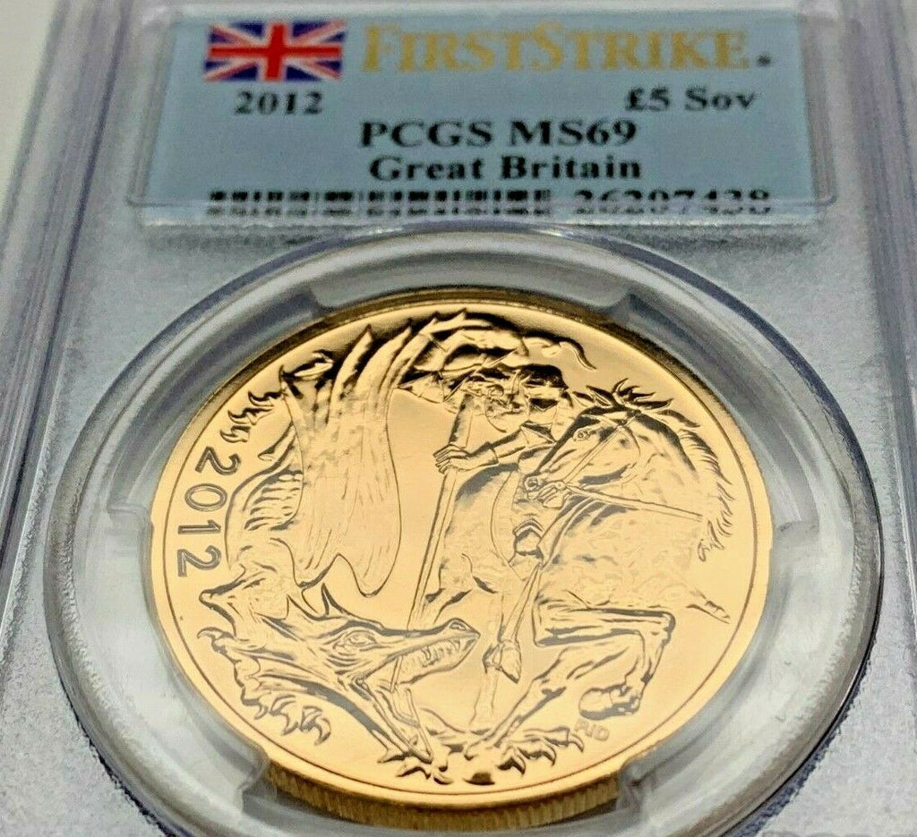Rare 2012 Great Britain Gold £5 Elizabeth II Diamond Jubilee Sovereign PCGS MS69