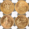 Bahamas 1967 Set 4 Gold Coins NGC MS67/66/64 commemorate the new constitution