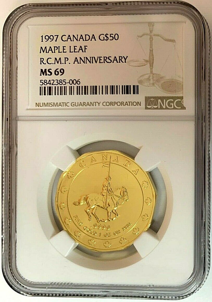 1997 Canada Gold $50 Royal Canadian Mounted Police Anniversary NGC MS69 Top Pop