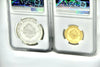 Romania 1982 Gold Silver Set 100, 500 Lei Independent State NGC PF67,69