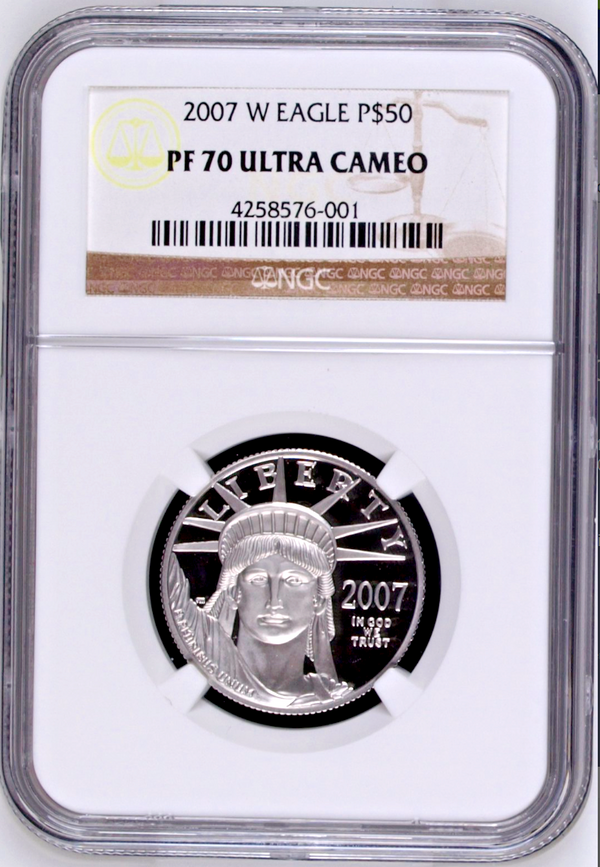 2007 United States $50 Statue of Liberty American Platinum Eagle NGC PF70