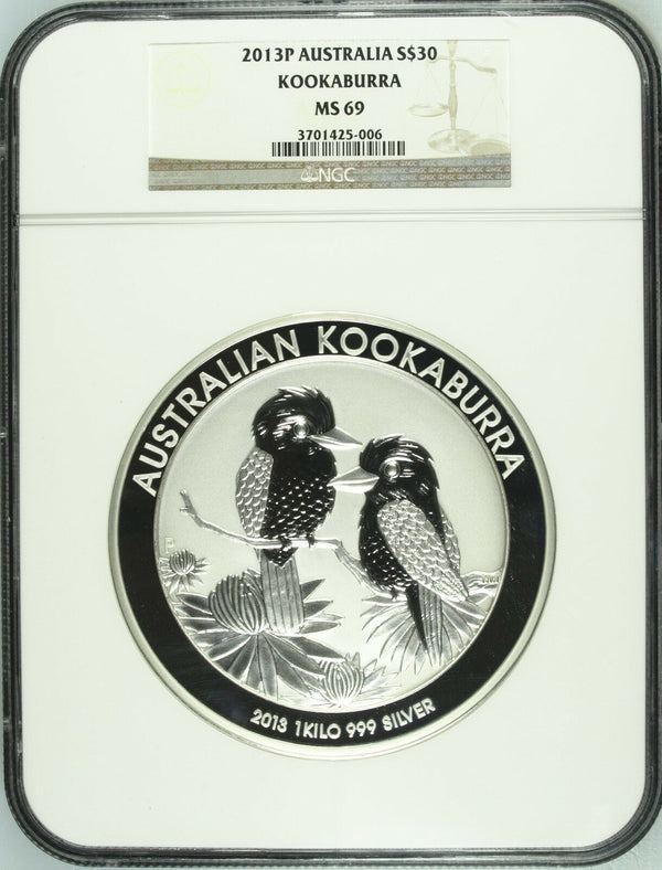 Australia 2013 P Silver 30 Dollars 1 kilo kg KooKaburra Bird NGC MS69 Perth Mint