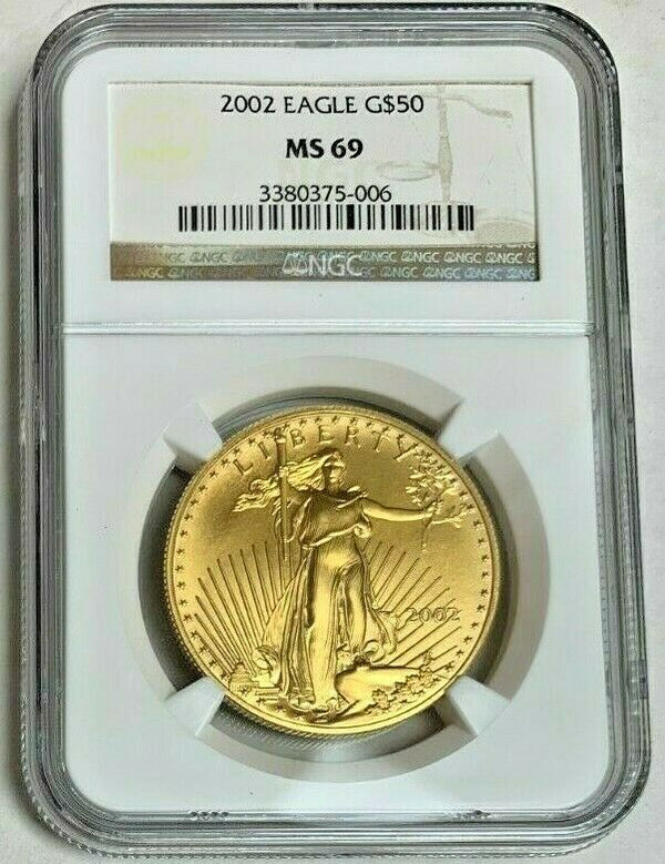 2002 Gold 1oz Coin $50 American Eagle Coin United States NGC MS69