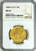 Very Rare 1888 Italy Gold Coin 50 Lire NGC MS63 King Umberto I Mintage-2,125 Rom