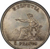 Swiss Medal 1863 Silver Shooting 5 Francs La Chaux Helvetia R-944a PCGS MS62