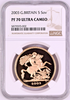 Great Britain 2003 Gold 5 Pounds Sovereign Elizabeth II NGC PF70 Mintage-2050