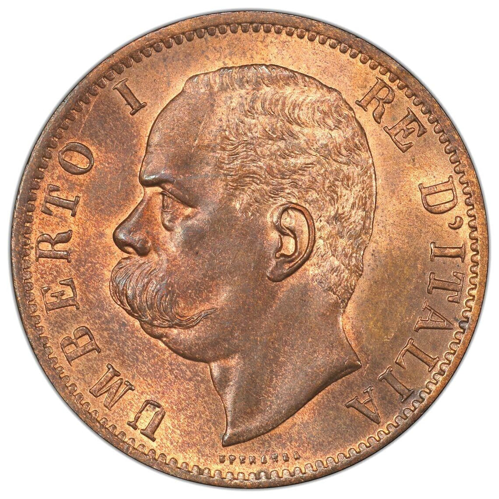 Italy 1894 Cooper Coin 10 Centesimi King Umberto I BI Monogram PCGS MS64
