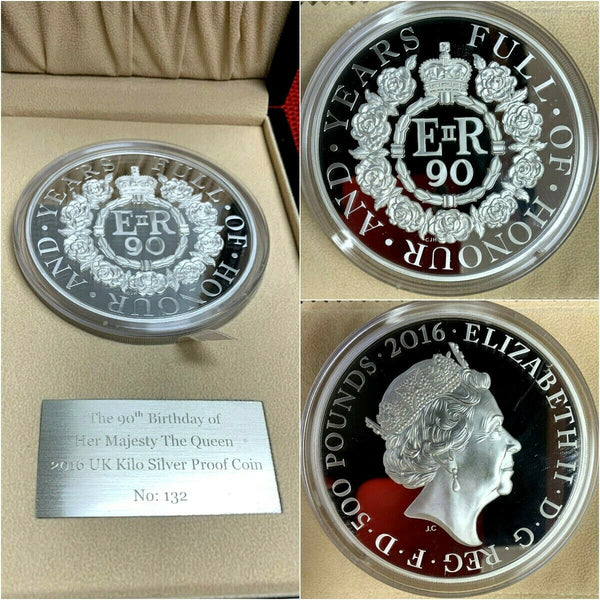 UK Great Britain 2016 Silver Kilo £500 90th Birthday Queen Elizabeth II