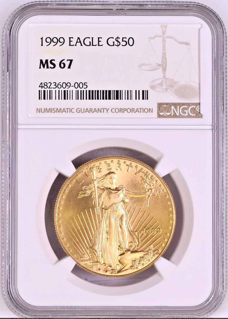 1999 Gold 1oz Coin $50 American Eagle United States NGC MS67