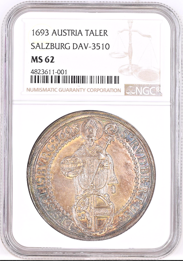 Austria Salzburg 1693 Silver Thaler Johann Ernst von Thun Madona Child NGC MS62