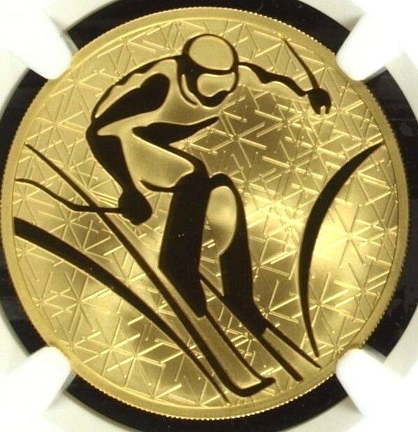Russia 2010 Gold 200 Roubles 1oz Winter Sport Mountain Skiing NGC PF70 Mint-500