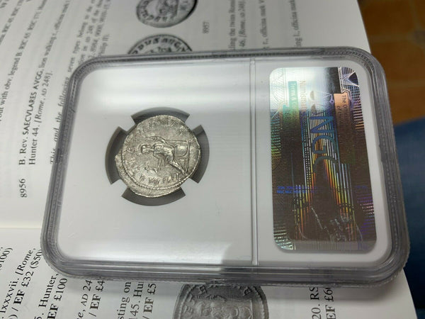 Roman Empire Phillip I AD244-249 Double Denarius Roma holding Victory NGC Ch VF