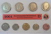 2001 D Germany Deutsche Mark 10 Coins Official Set München Mint Deutschland
