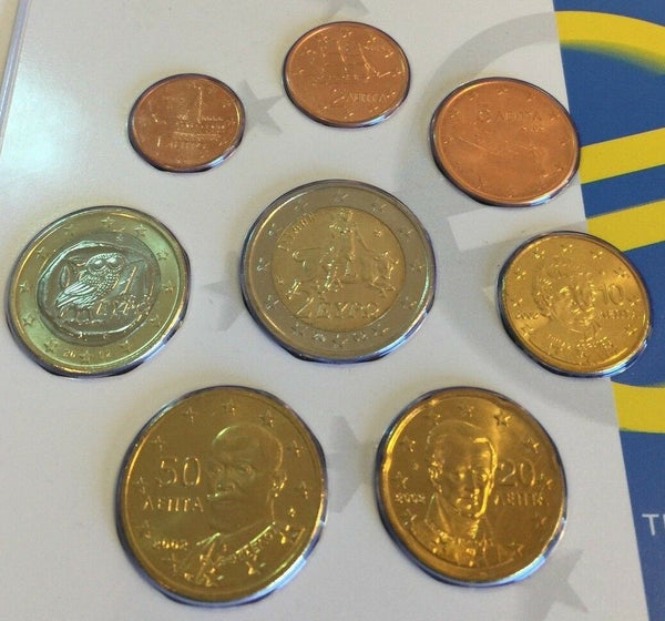 2002 Greece 8 Coins Official Euro Set Special Edition