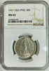 1921 Philippines Under US Sovereignty 50 Centavos Silver Manila Mint NGC MS63